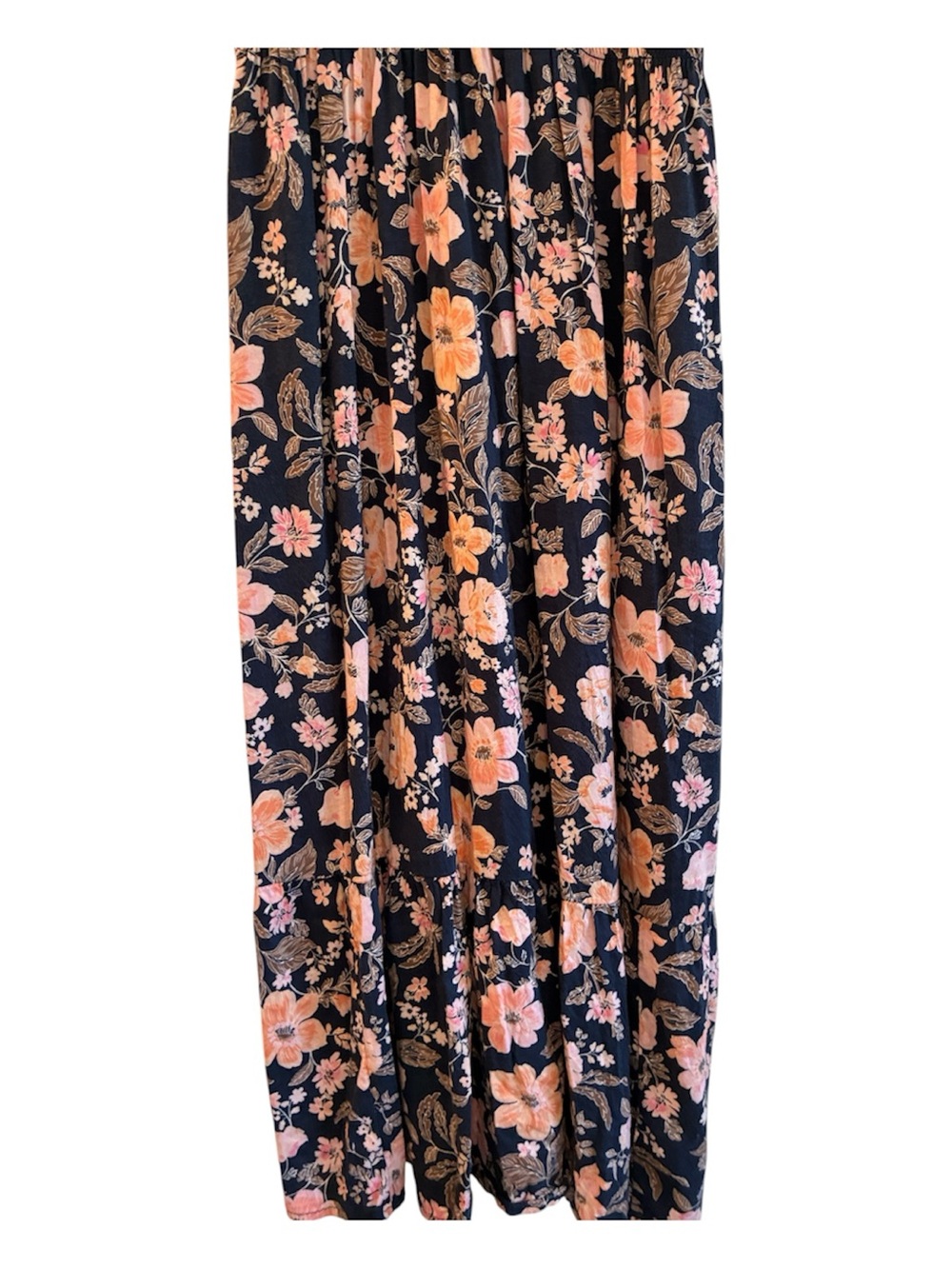 Old Navy Floral Maxi Dress Size Small Navy Pink Peach Boho Smocked Waist - Picture 9 of 9